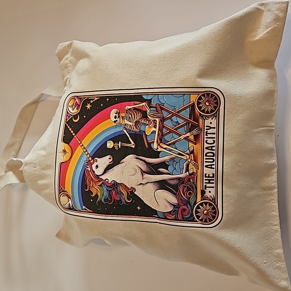 Hand Crafted Tote Bag Sugar Skull Multicolored Be You Reusable grocery bag 13" - Picture 6 of 17